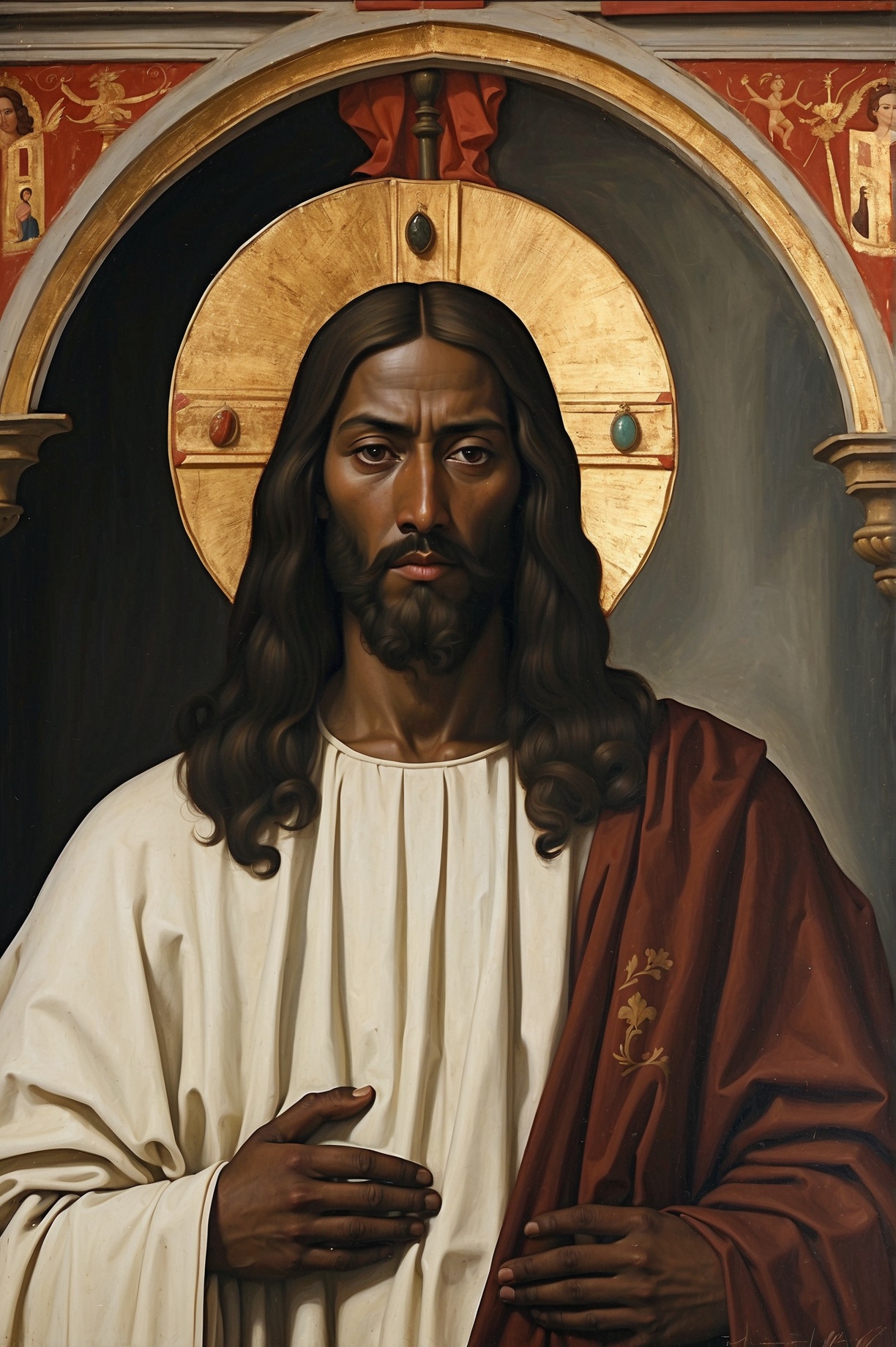 Jesus with dark skin and black hair